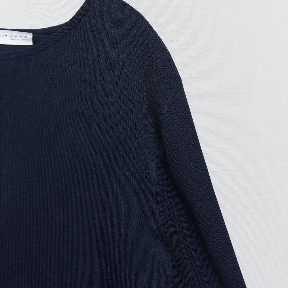 ZARA NAVY BLUE KNIT CAPE DRESS - Picture 7 of 9